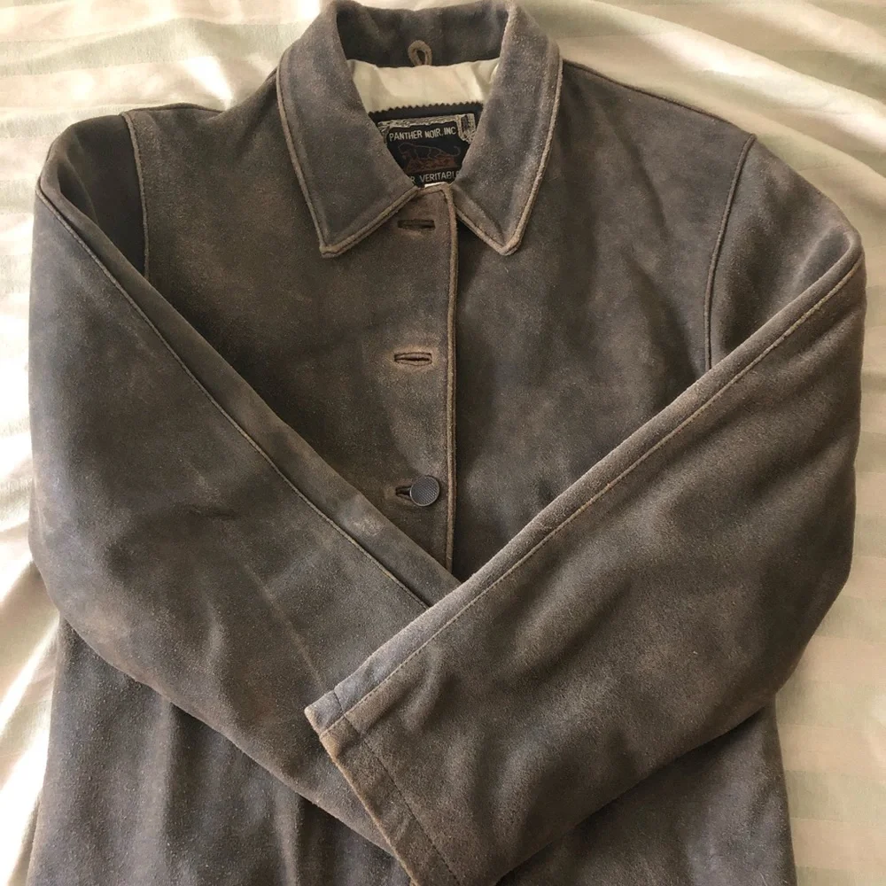 Vintage Medium Leather Jacket, brown oiled leather, Panther Noir - Picture 2 of 10